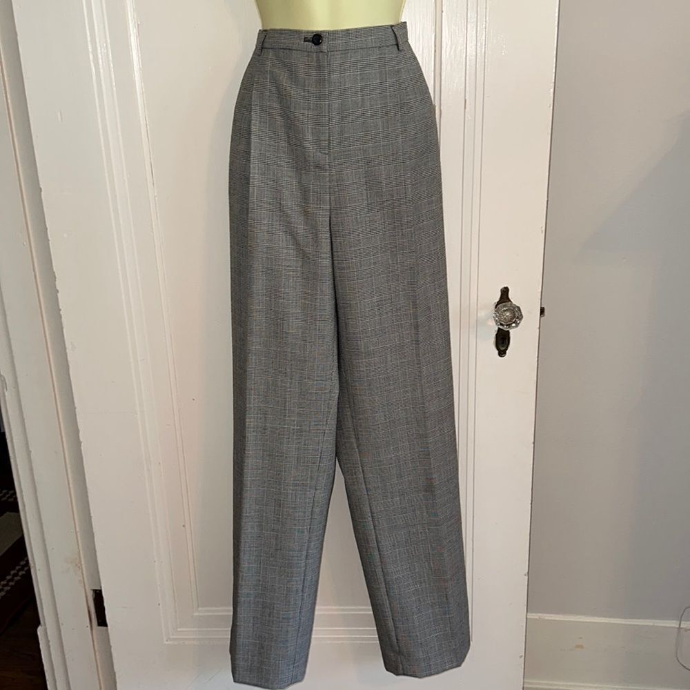 Pendleton black & white plaid wool fully lined‎ pleat front pants